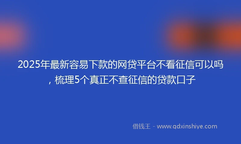 2025年最新容易下款的网贷平台不看征信可以吗，梳理5个真正不查征信的贷款口子