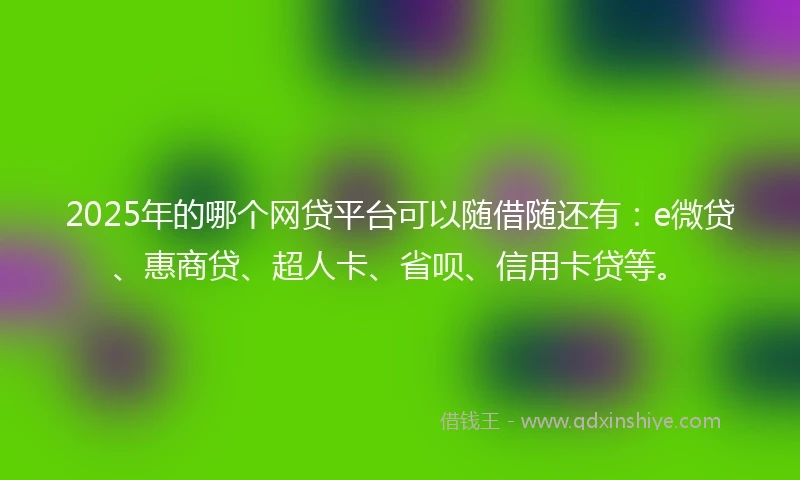 2025年的哪个网贷平台可以随借随还有：e微贷、惠商贷、超人卡、省呗、信用卡贷等。
