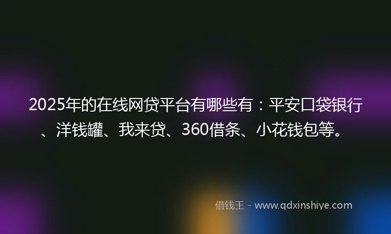 2025年的在线网贷平台有哪些有：平安口袋银行、洋钱罐、我来贷、360借条、小花钱包等。