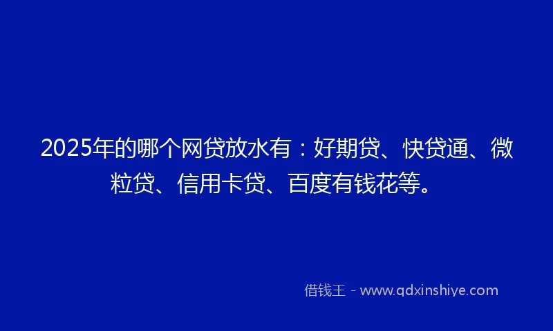 2025年的哪个网贷放水有：好期贷、快贷通、微粒贷、信用卡贷、百度有钱花等。