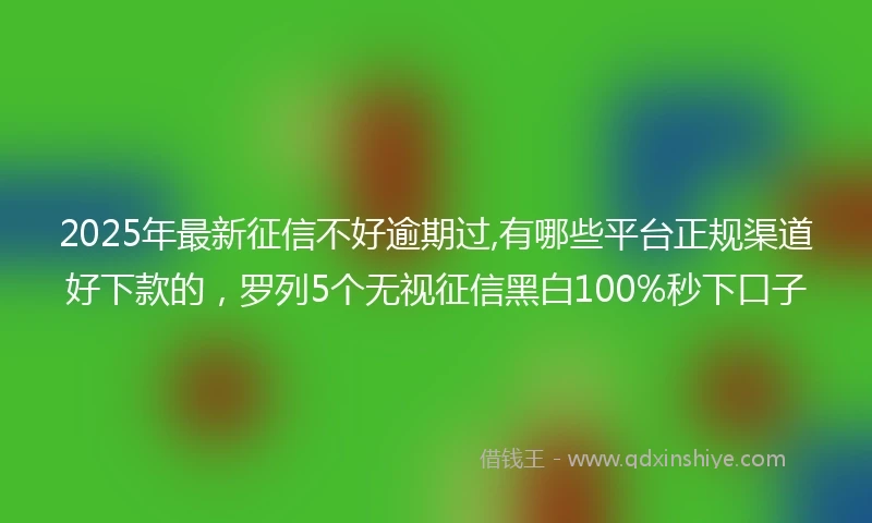2025年最新征信不好逾期过,有哪些平台正规渠道好下款的，罗列5个无视征信黑白100%秒下口子