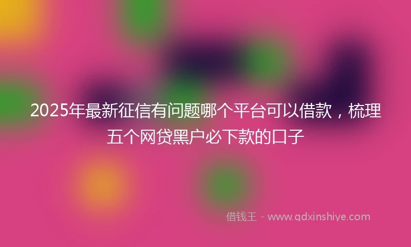 2025年最新征信有问题哪个平台可以借款，梳理五个网贷黑户必下款的口子