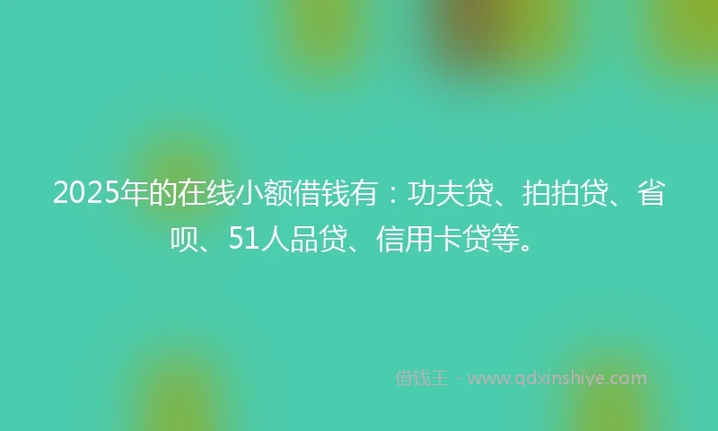 2025年的在线小额借钱有：功夫贷、拍拍贷、省呗、51人品贷、信用卡贷等。