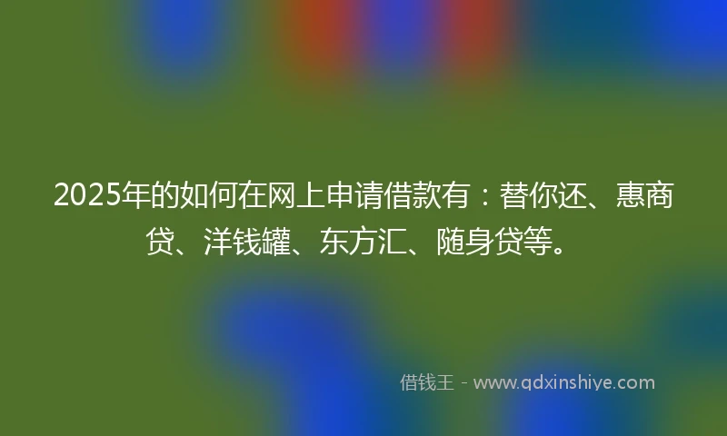 2025年的如何在网上申请借款有：替你还、惠商贷、洋钱罐、东方汇、随身贷等。