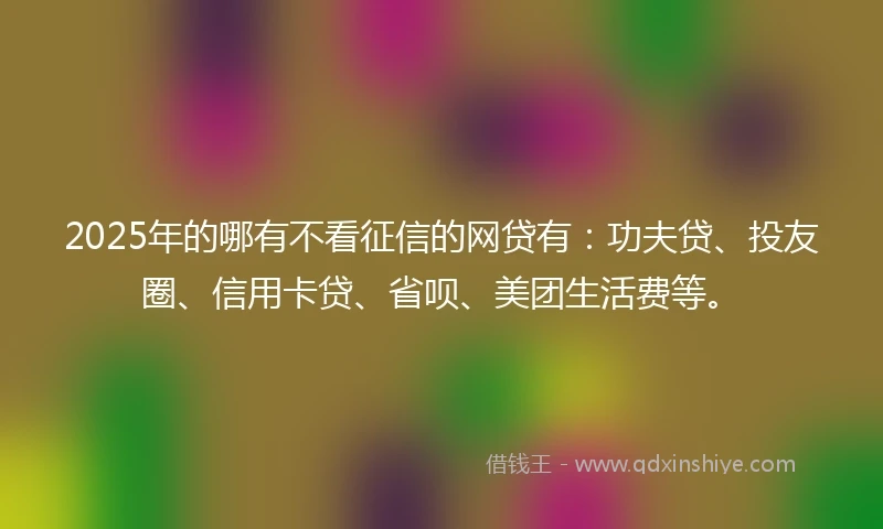 2025年的哪有不看征信的网贷有：功夫贷、投友圈、信用卡贷、省呗、美团生活费等。