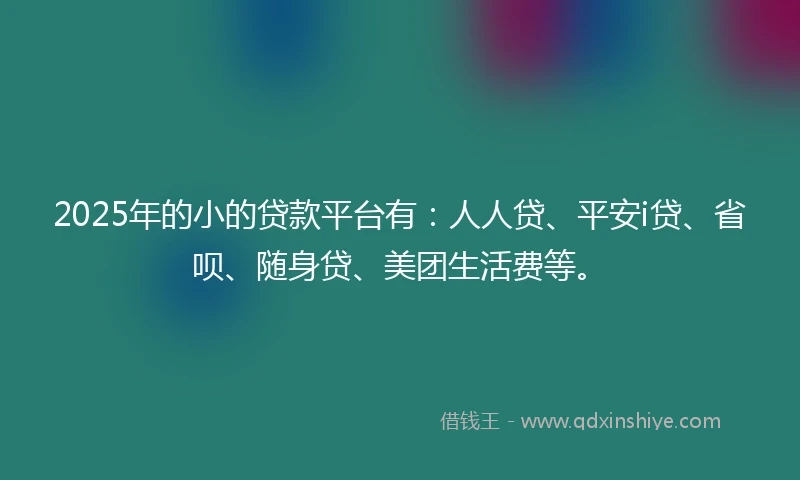 2025年的小的贷款平台有：人人贷、平安i贷、省呗、随身贷、美团生活费等。
