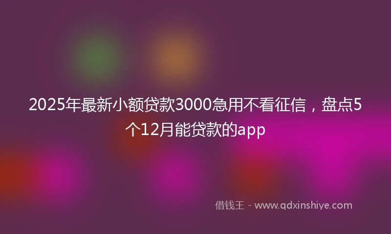 2025年最新小额贷款3000急用不看征信，盘点5个12月能贷款的app