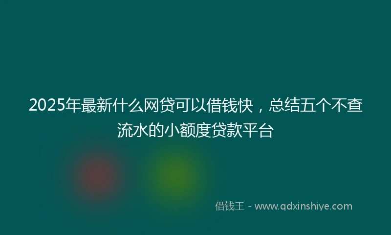 2025年最新什么网贷可以借钱快，总结五个不查流水的小额度贷款平台