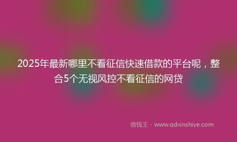 2025年最新哪里不看征信快速借款的平台呢，整合5个无视风控不看征信的网贷