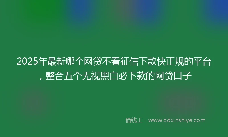 2025年最新哪个网贷不看征信下款快正规的平台，整合五个无视黑白必下款的网贷口子