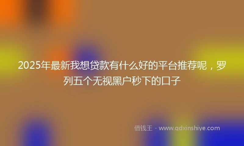 2025年最新我想贷款有什么好的平台推荐呢，罗列五个无视黑户秒下的口子