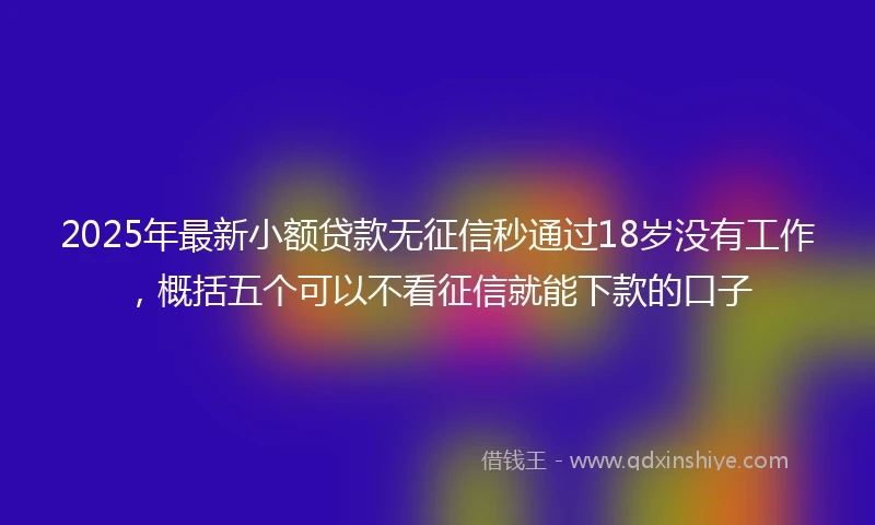 2025年最新小额贷款无征信秒通过18岁没有工作，概括五个可以不看征信就能下款的口子