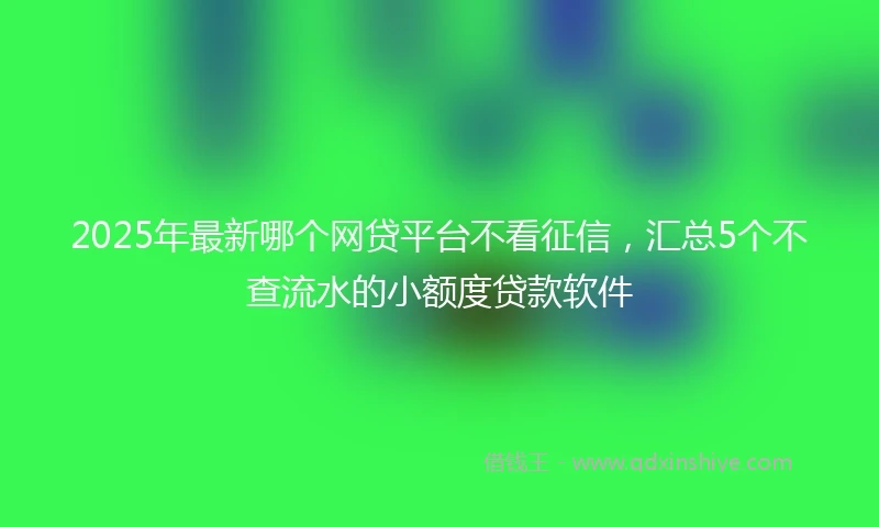 2025年最新哪个网贷平台不看征信，汇总5个不查流水的小额度贷款软件
