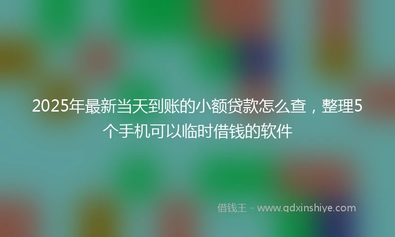 2025年最新当天到账的小额贷款怎么查，整理5个手机可以临时借钱的软件