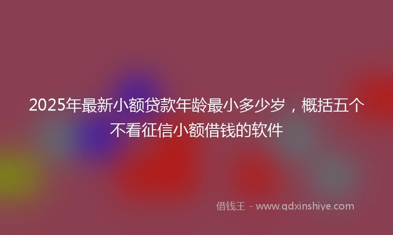 2025年最新小额贷款年龄最小多少岁，概括五个不看征信小额借钱的软件