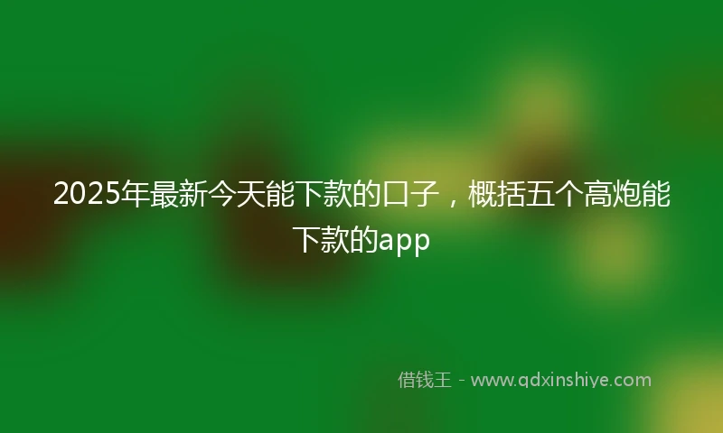 2025年最新今天能下款的口子，概括五个高炮能下款的app