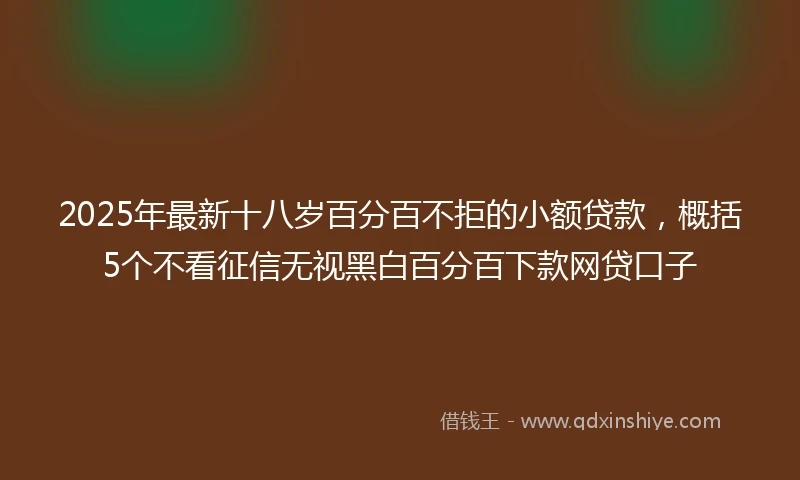 2025年最新十八岁百分百不拒的小额贷款，概括5个不看征信无视黑白百分百下款网贷口子