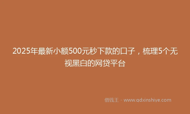 2025年最新小额500元秒下款的口子，梳理5个无视黑白的网贷平台