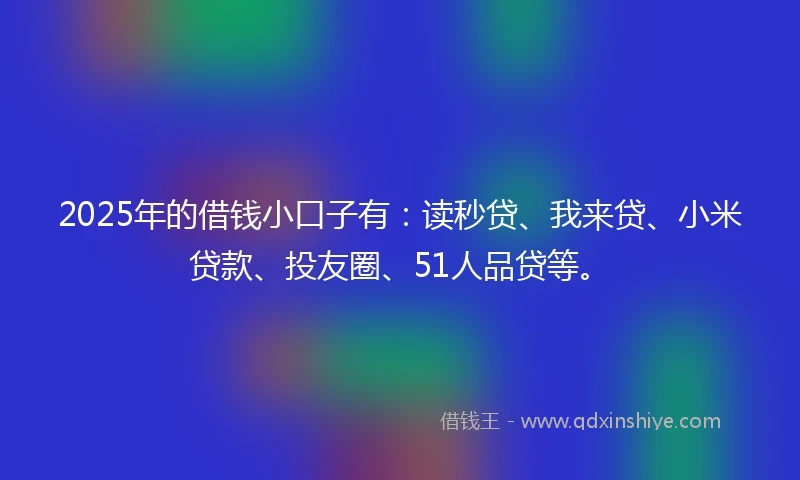 2025年的借钱小口子有：读秒贷、我来贷、小米贷款、投友圈、51人品贷等。
