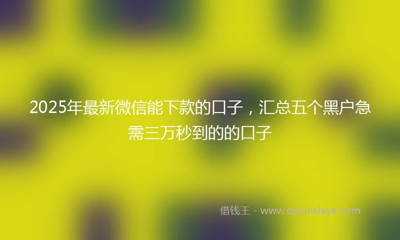 2025年最新微信能下款的口子，汇总五个黑户急需三万秒到的的口子