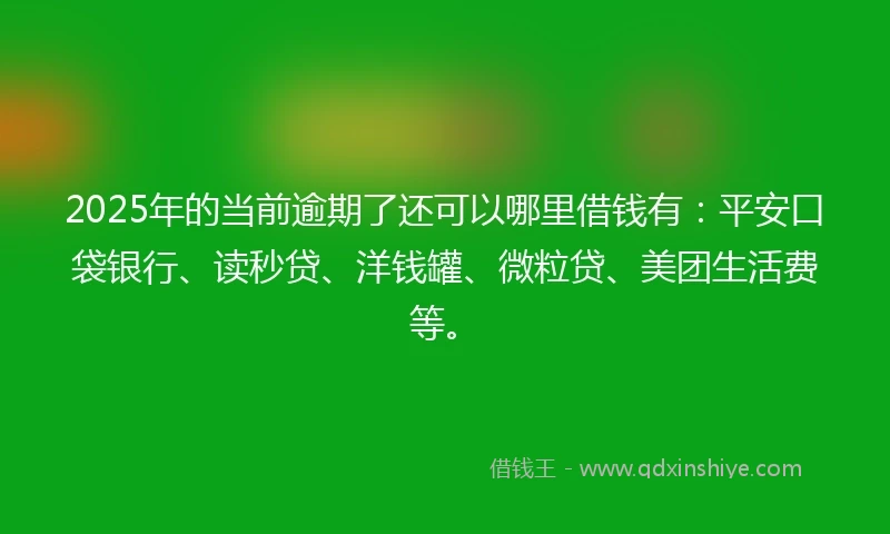 2025年的当前逾期了还可以哪里借钱有：平安口袋银行、读秒贷、洋钱罐、微粒贷、美团生活费等。