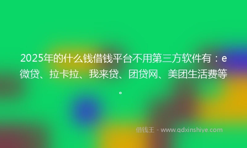 2025年的什么钱借钱平台不用第三方软件有：e微贷、拉卡拉、我来贷、团贷网、美团生活费等。