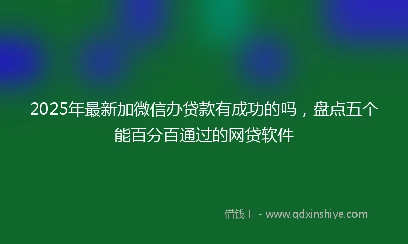 2025年最新加微信办贷款有成功的吗，盘点五个能百分百通过的网贷软件