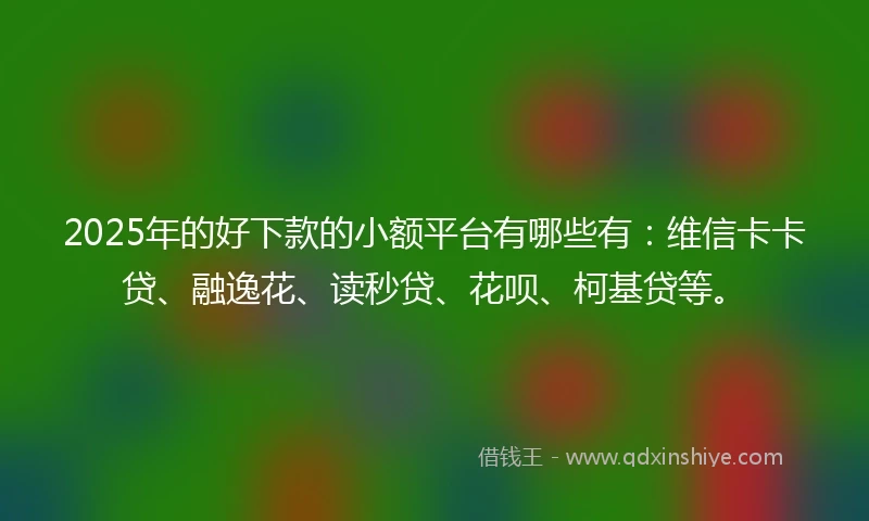 2025年的好下款的小额平台有哪些有：维信卡卡贷、融逸花、读秒贷、花呗、柯基贷等。