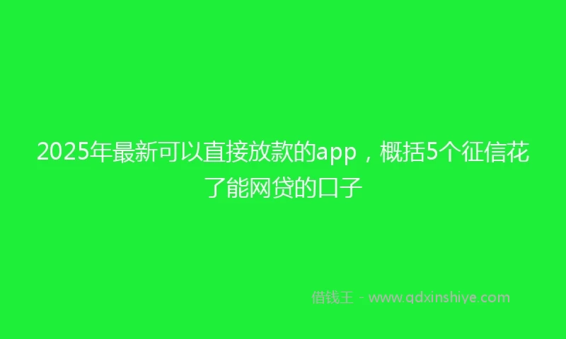 2025年最新可以直接放款的app，概括5个征信花了能网贷的口子