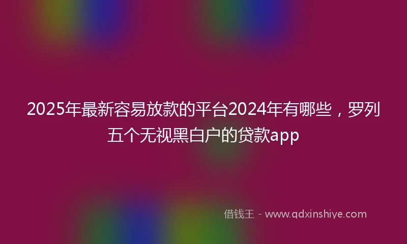 2025年最新容易放款的平台2024年有哪些，罗列五个无视黑白户的贷款app