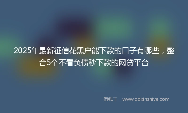 2025年最新征信花黑户能下款的口子有哪些，整合5个不看负债秒下款的网贷平台