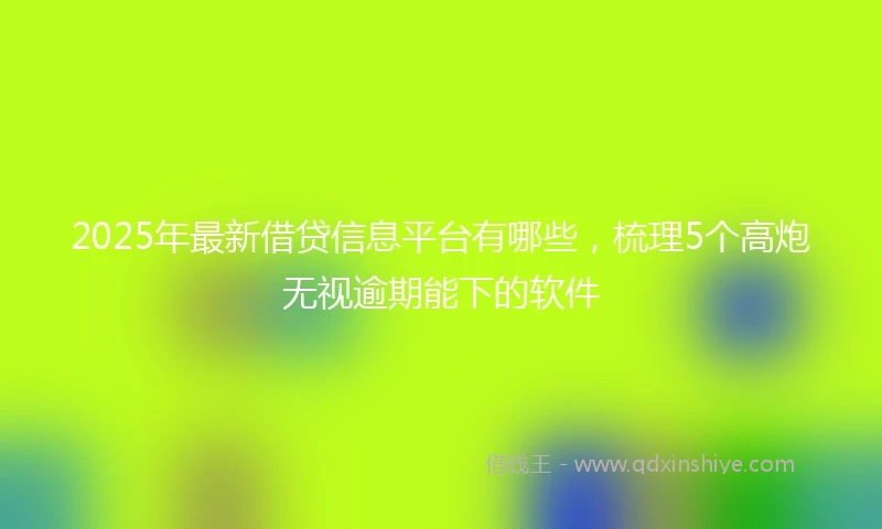 2025年最新借贷信息平台有哪些，梳理5个高炮无视逾期能下的软件