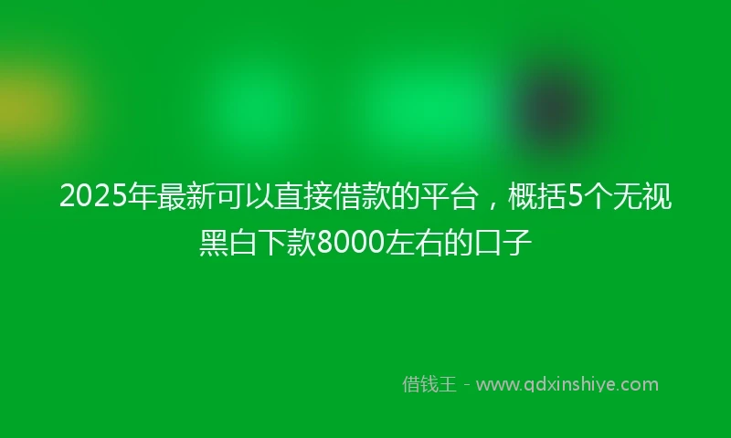2025年最新可以直接借款的平台，概括5个无视黑白下款8000左右的口子