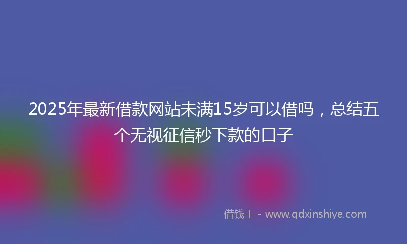 2025年最新借款网站未满15岁可以借吗，总结五个无视征信秒下款的口子