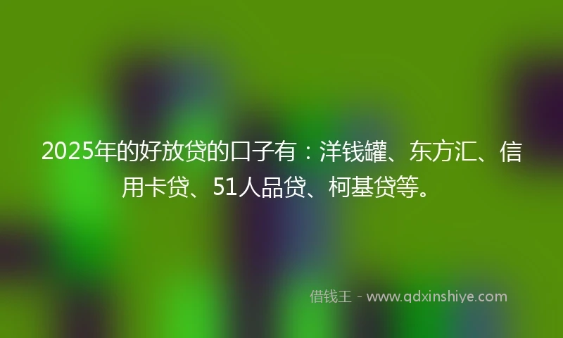 2025年的好放贷的口子有：洋钱罐、东方汇、信用卡贷、51人品贷、柯基贷等。