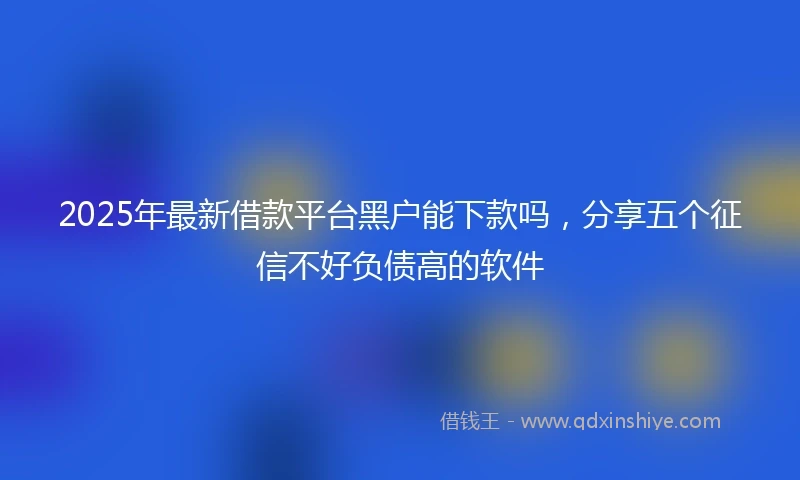 2025年最新借款平台黑户能下款吗，分享五个征信不好负债高的软件