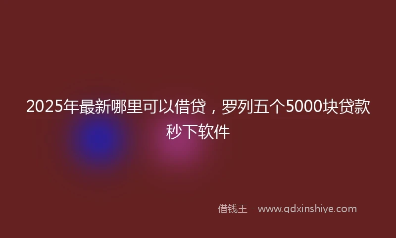 2025年最新哪里可以借贷，罗列五个5000块贷款秒下软件