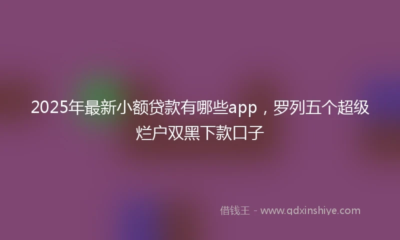 2025年最新小额贷款有哪些app，罗列五个超级烂户双黑下款口子