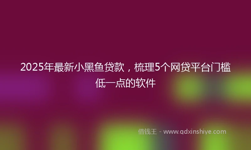 2025年最新小黑鱼贷款，梳理5个网贷平台门槛低一点的软件
