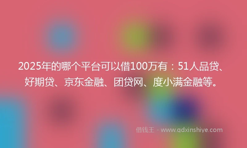 2025年的哪个平台可以借100万有：51人品贷、好期贷、京东金融、团贷网、度小满金融等。