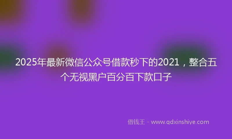 2025年最新微信公众号借款秒下的2021，整合五个无视黑户百分百下款口子
