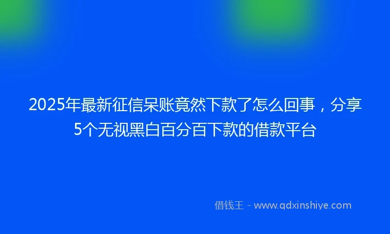2025年最新征信呆账竟然下款了怎么回事，分享5个无视黑白百分百下款的借款平台
