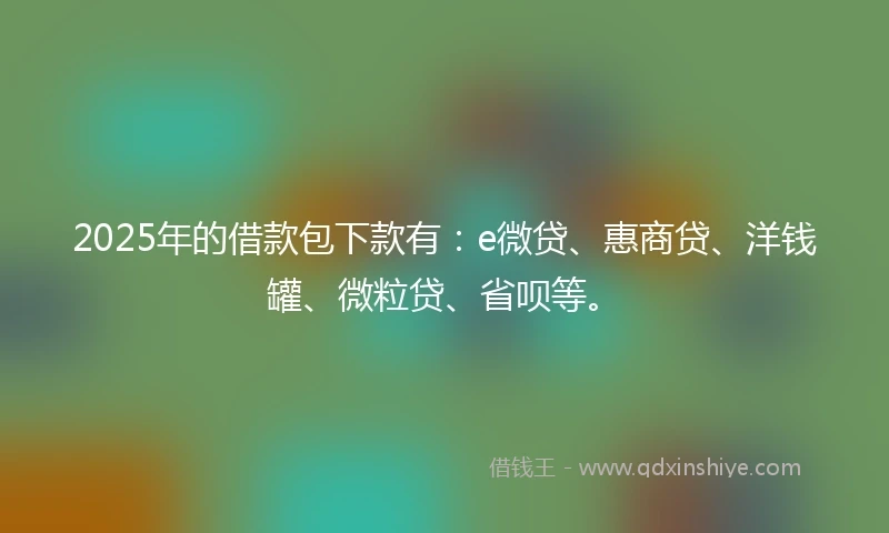 2025年的借款包下款有：e微贷、惠商贷、洋钱罐、微粒贷、省呗等。