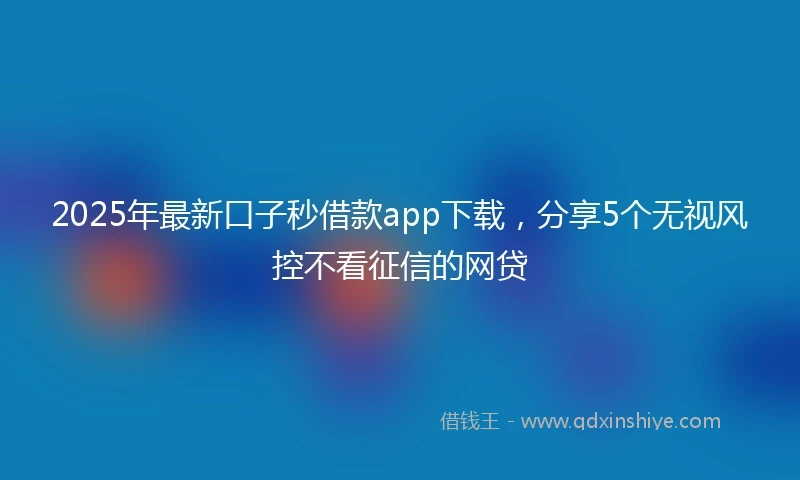2025年最新口子秒借款app下载，分享5个无视风控不看征信的网贷