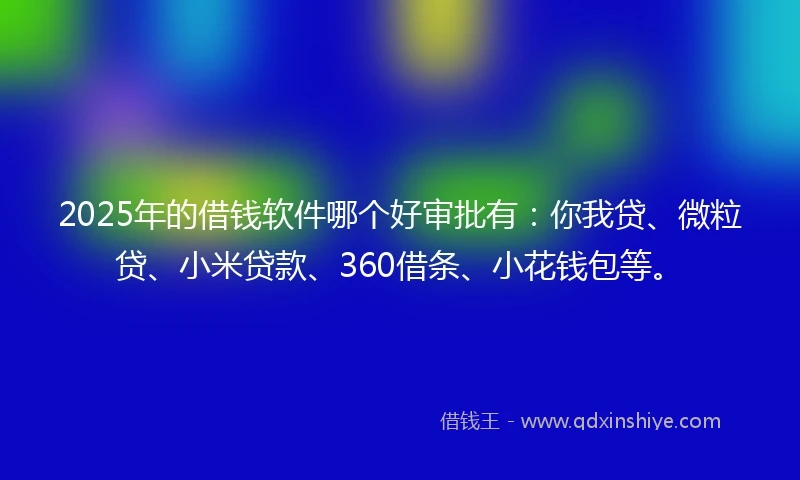 2025年的借钱软件哪个好审批有：你我贷、微粒贷、小米贷款、360借条、小花钱包等。
