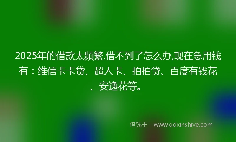 2025年的借款太频繁,借不到了怎么办,现在急用钱有：维信卡卡贷、超人卡、拍拍贷、百度有钱花、安逸花等。