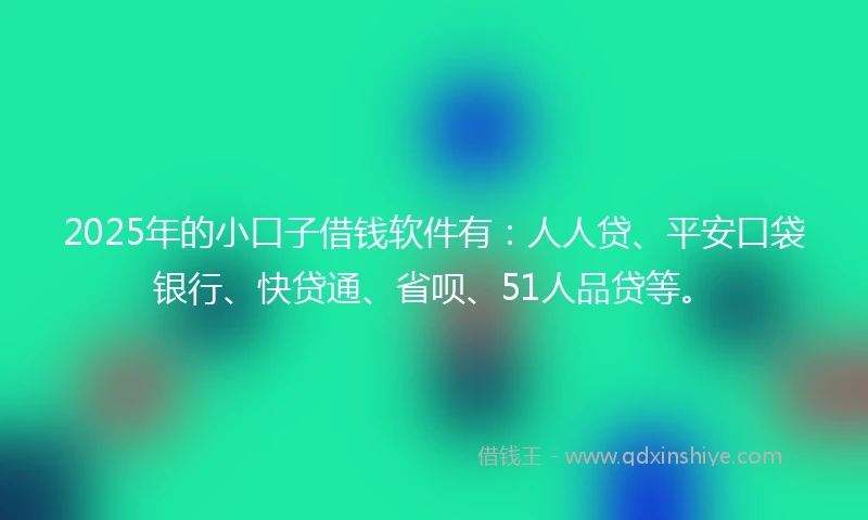 2025年的小口子借钱软件有：人人贷、平安口袋银行、快贷通、省呗、51人品贷等。