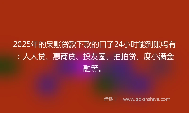 2025年的呆账贷款下款的口子24小时能到账吗有：人人贷、惠商贷、投友圈、拍拍贷、度小满金融等。