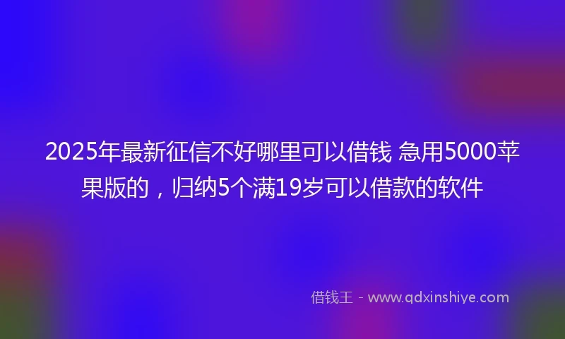 2025年最新征信不好哪里可以借钱 急用5000苹果版的，归纳5个满19岁可以借款的软件