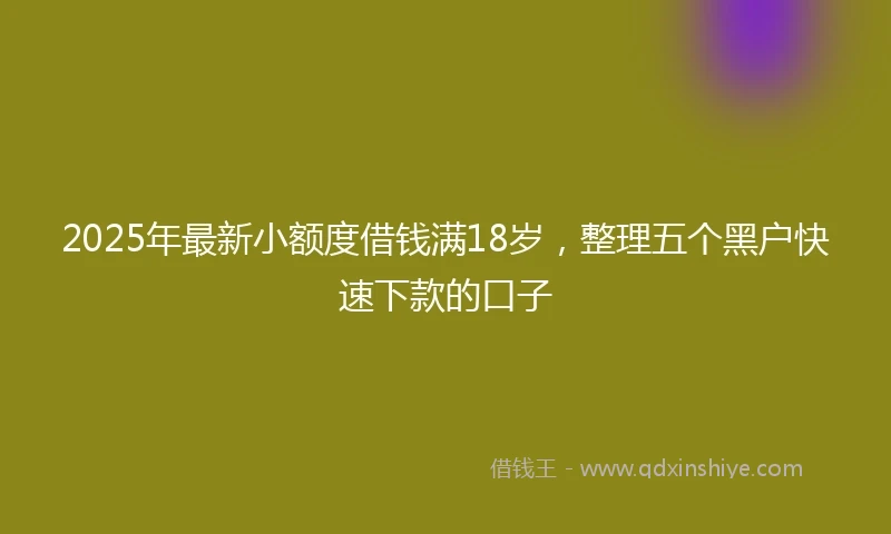 2025年最新小额度借钱满18岁，整理五个黑户快速下款的口子